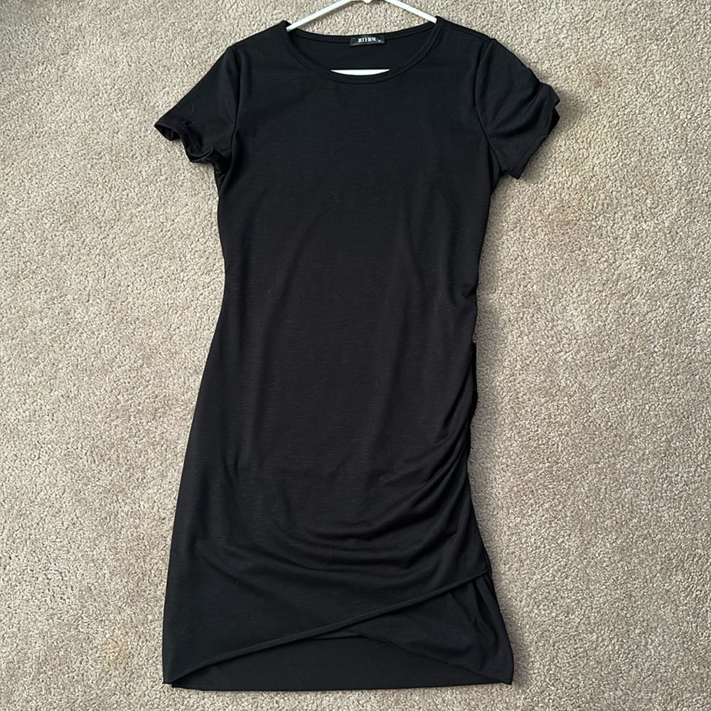 Black dress with scrunch detail on side